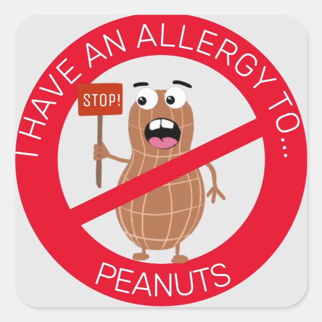 peanut allergy square sticker (Front)