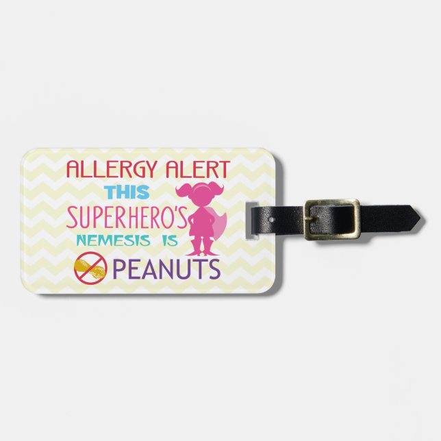 Peanut Allergy Superhero Alert Tag for Medical Kit (Front Horizontal)