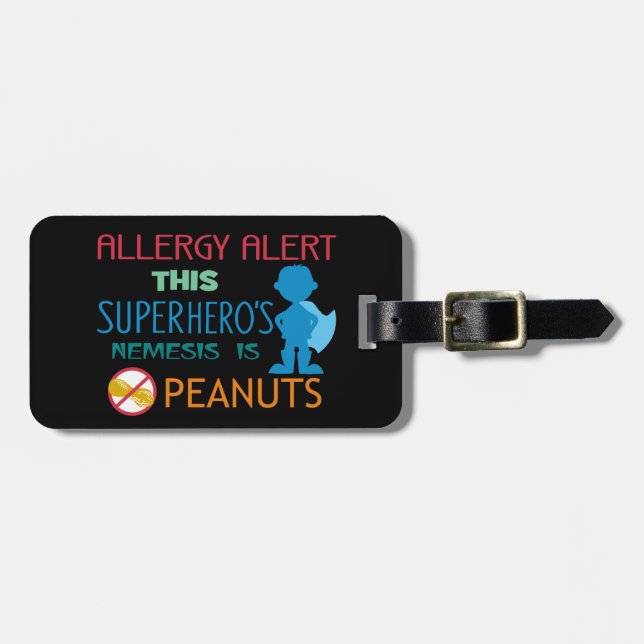 Peanut Allergy Superhero Alert Tag for Medical Kit (Front Horizontal)
