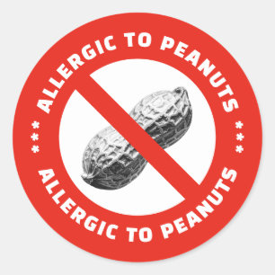 Peanut allergy warning food alert classic round sticker