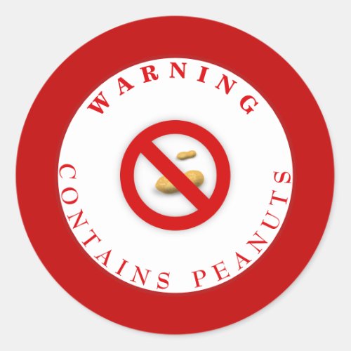 Peanut Allergy Warning Sticker