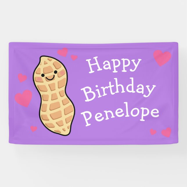 Peanut Birthday Party Cute Kids Cartoon Nut Banner (Horizontal)