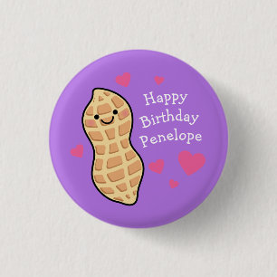 Peanut Birthday Party Cute Kids Cartoon Nut Button