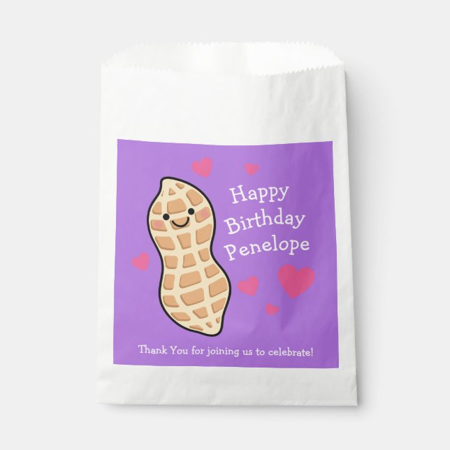 Peanut Birthday Party Cute Kids Cartoon Nut Favor Bag (Front)