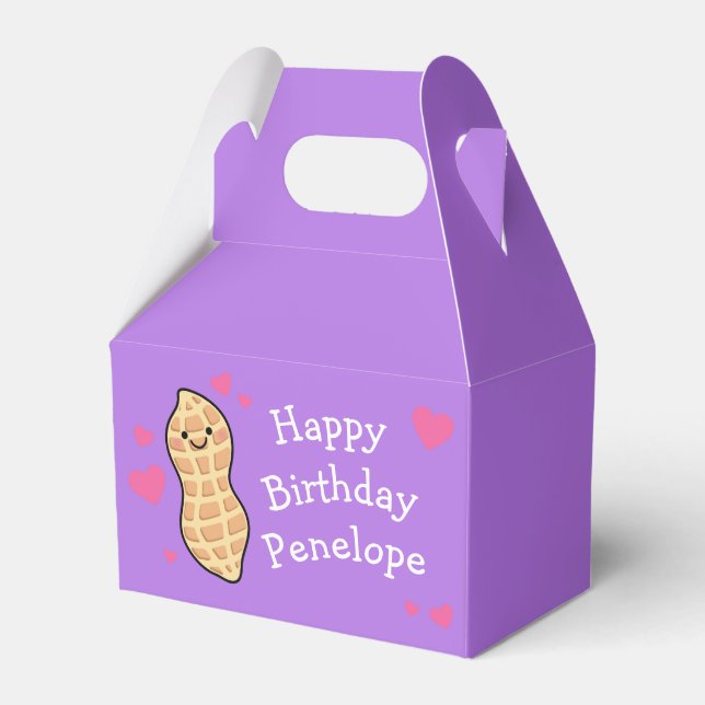 Peanut Birthday Party Cute Kids Cartoon Nut Favor Boxes (Back Side)