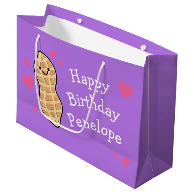 Peanut Birthday Party Cute Kids Cartoon Nut Large Gift Bag (Front Angled)