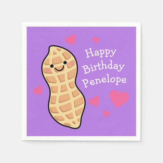 Peanut Birthday Party Cute Kids Cartoon Nut Napkins (Front)