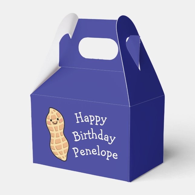 Peanut Birthday Party Kids Cute Nut Cartoon Favor Boxes (Back Side)