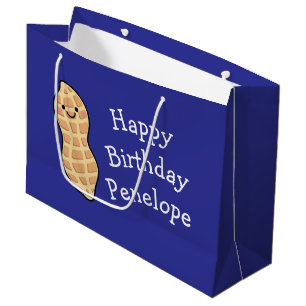 Peanut Birthday Party Kids Cute Nut Cartoon Large Gift Bag