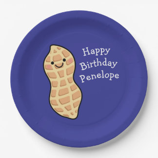 Peanut Birthday Party Kids Cute Nut Cartoon Paper Plates