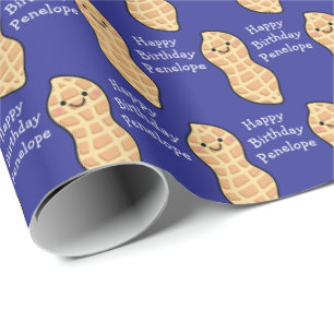 Peanut Birthday Party Kids Cute Nut Cartoon Wrapping Paper