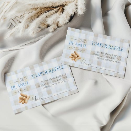 Peanut Boy Blue Gingham Baby Shower Diaper Game Enclosure Card