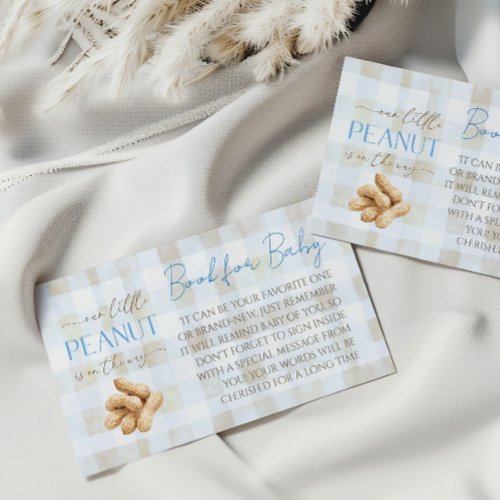 Peanut Boy Blue Gingham Book For Baby Shower Game Enclosure Card