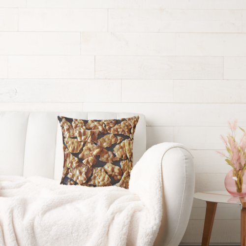 Peanut Brittle Candy Close Up Throw Pillow