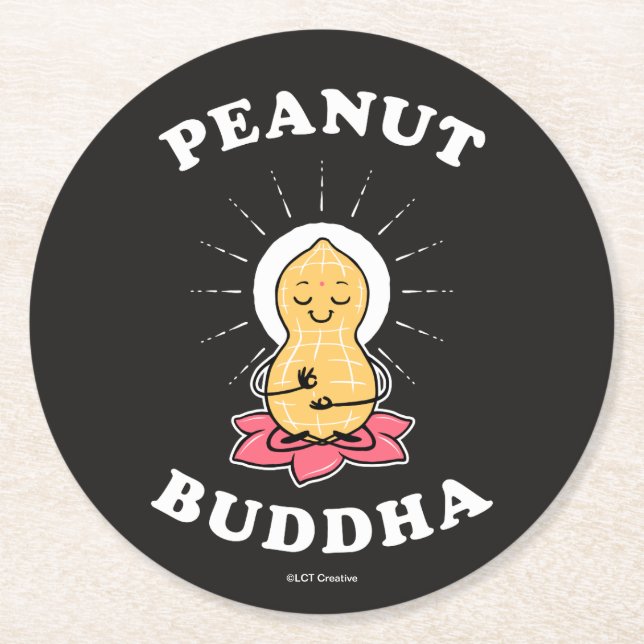 Peanut Buddha Round Paper Coaster (Front)