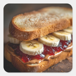 Peanut Butter and Grape Jelly Sandwich Square Sticker