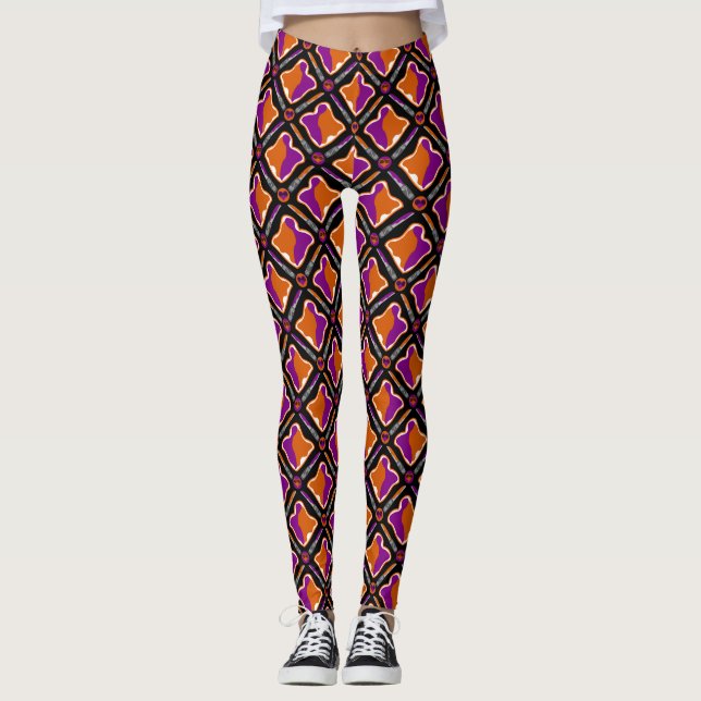 Peanut Butter and Grape Jelly Seamless Pattern Leggings (Front)