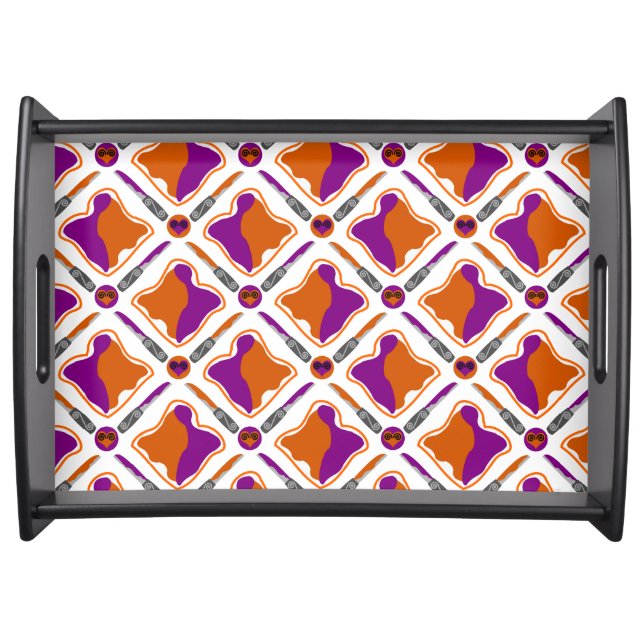 Peanut Butter and Grape Jelly Seamless Pattern Serving Tray (Front)