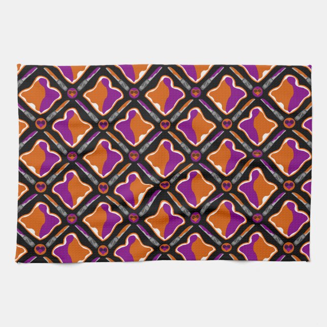 Peanut Butter and Grape Jelly Seamless Pattern Towel (Horizontal)