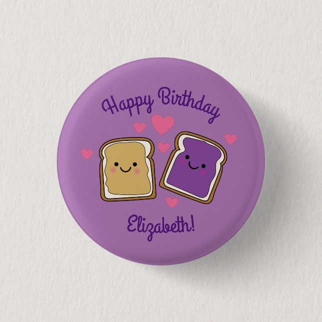 Peanut Butter and Jelly Birthday Party PBJ Button (Front)
