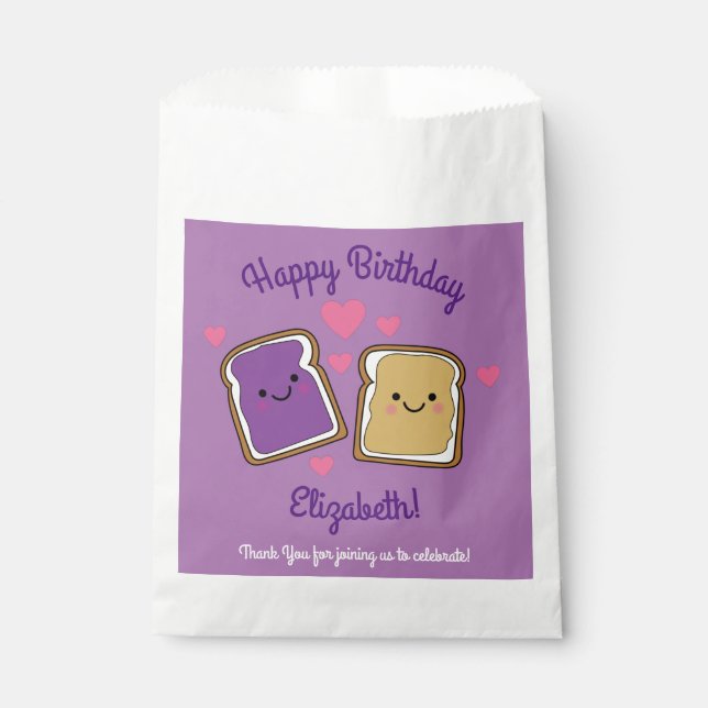 Peanut Butter and Jelly Birthday Party PBJ Favor Bag (Front)