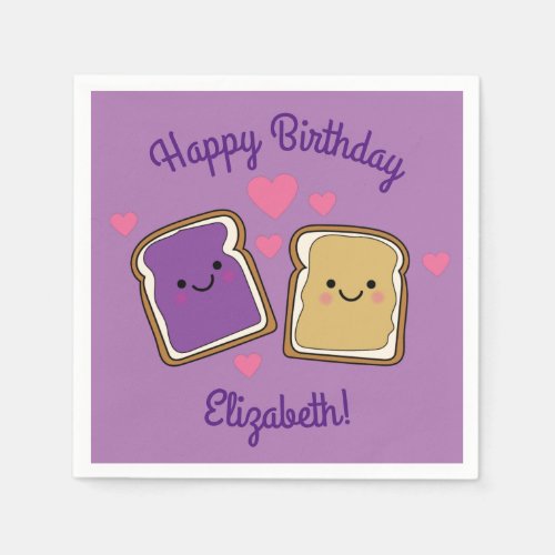 Peanut Butter and Jelly Birthday Party PBJ Napkins