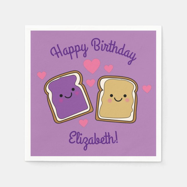 Peanut Butter and Jelly Birthday Party PBJ Napkins (Front)