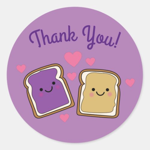 Peanut Butter and Jelly Birthday Party PBJ Thanks Classic Round Sticker
