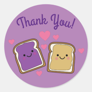Peanut Butter and Jelly Birthday Party PBJ Thanks Classic Round Sticker