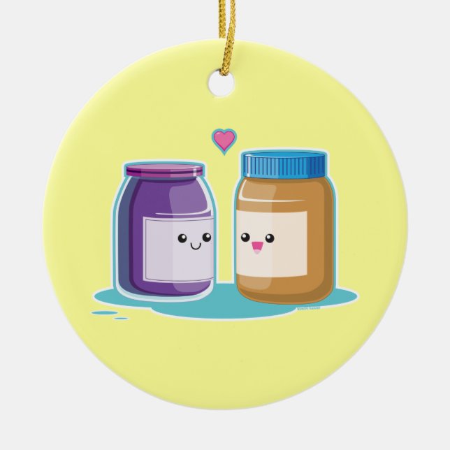 Peanut Butter and Jelly Ceramic Ornament (Front)
