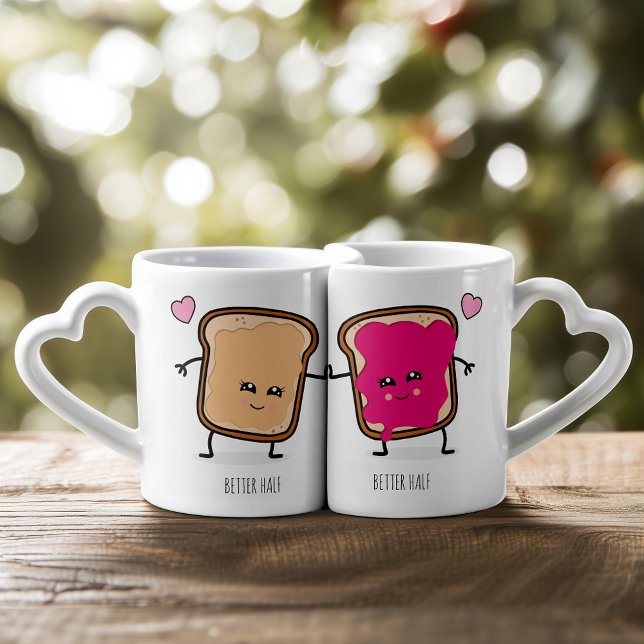 Peanut Butter and Jelly Couples Coffee Mug Set (Like peanut butter and jelly we always feel a bit more centered when our perfect match is near by.)