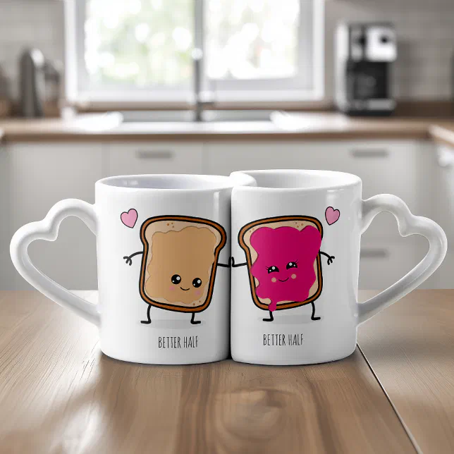 Peanut Butter and Jelly Couples Coffee Mug Set
