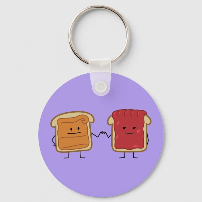 Peanut Butter and Jelly Fist Bump friends toast Keychain (Front)