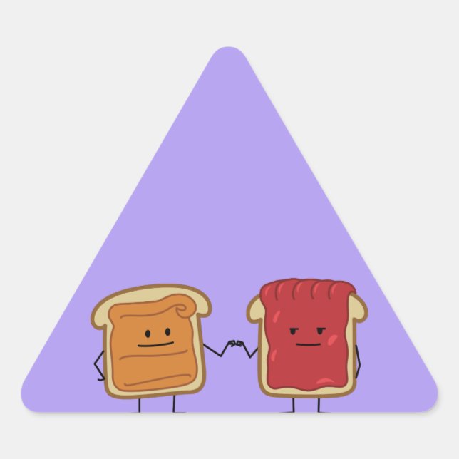 Peanut Butter and Jelly Fist Bump friends toast Triangle Sticker (Front)