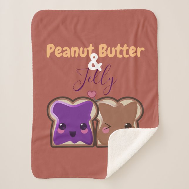 Peanut Butter and Jelly Love Sherpa Blanket (Front)