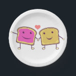 Peanut Butter and Jelly Pals White Paper Plates<br><div class="desc">cute peanut butter and jelly characters paper plate</div>