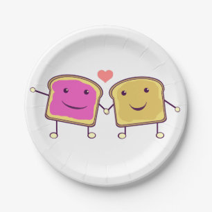 Peanut Butter and Jelly Pals White Paper Plates