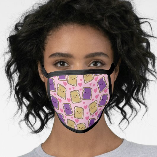 Peanut Butter and Jelly PBJ Kawaii Food Cute Face Mask (Worn Her)