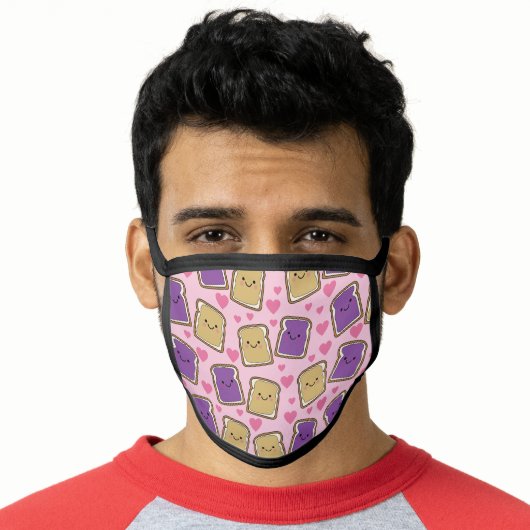 Peanut Butter and Jelly PBJ Kawaii Food Cute Face Mask (Worn Him)