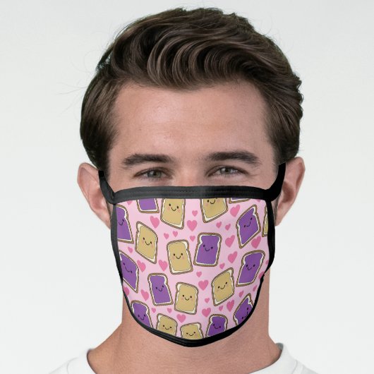 Peanut Butter and Jelly PBJ Kawaii Food Cute Face Mask (Worn Him)
