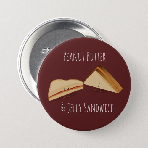 Peanut Butter and Jelly Sandwich Cartoon Food Button