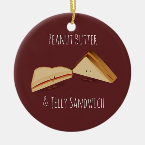 Peanut Butter and Jelly Sandwich Food Ceramic Ornament