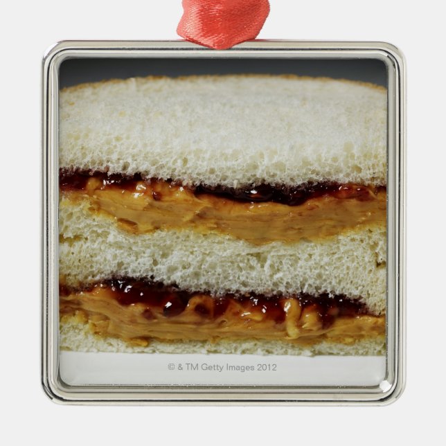 Peanut butter and jelly sandwich. metal ornament (Front)