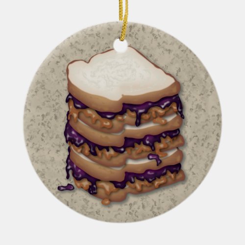 Peanut Butter and Jelly Sandwiches Ceramic Ornament