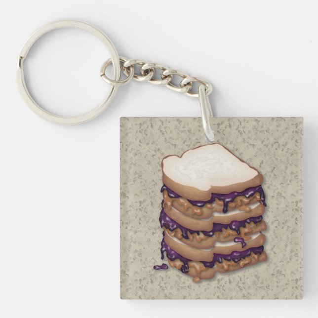 Peanut Butter and Jelly Sandwiches Keychain (Front)