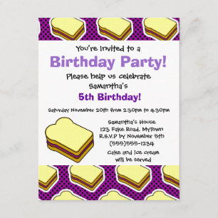 Peanut Butter and Jelly Themed  - Grape Jelly Invitation