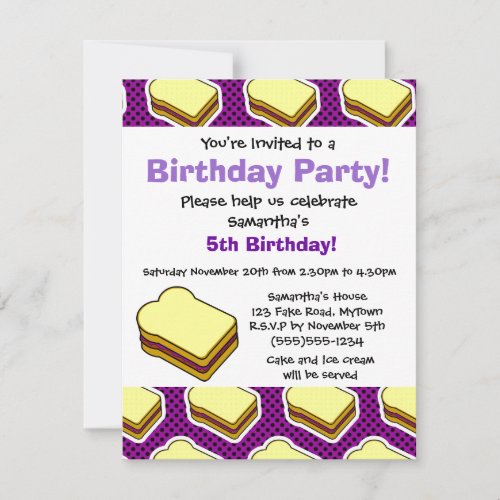 Peanut Butter and Jelly Themed  _ Grape Jelly Invitation