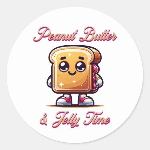 Peanut Butter and Jelly Time Classic Round Sticker