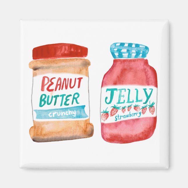 Peanut Butter and Jelly Watercolor Magnet (Front)