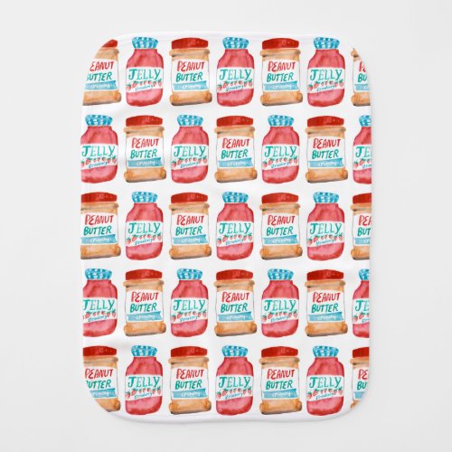 Peanut Butter and Jelly Watercolor Pattern Baby Burp Cloth